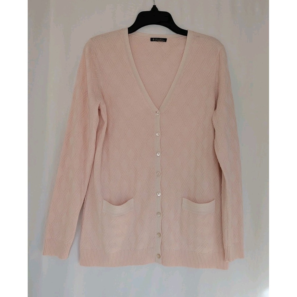 Brooks Brothers Sweater Womens M? Pink Silk Cotton Cardigan Button Front V Neck